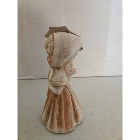 Vintage 70's Ceramic Girl Set Of 2 Dress Clothes Large Hats Umbrella Statues MCM - Picture 4 of 16